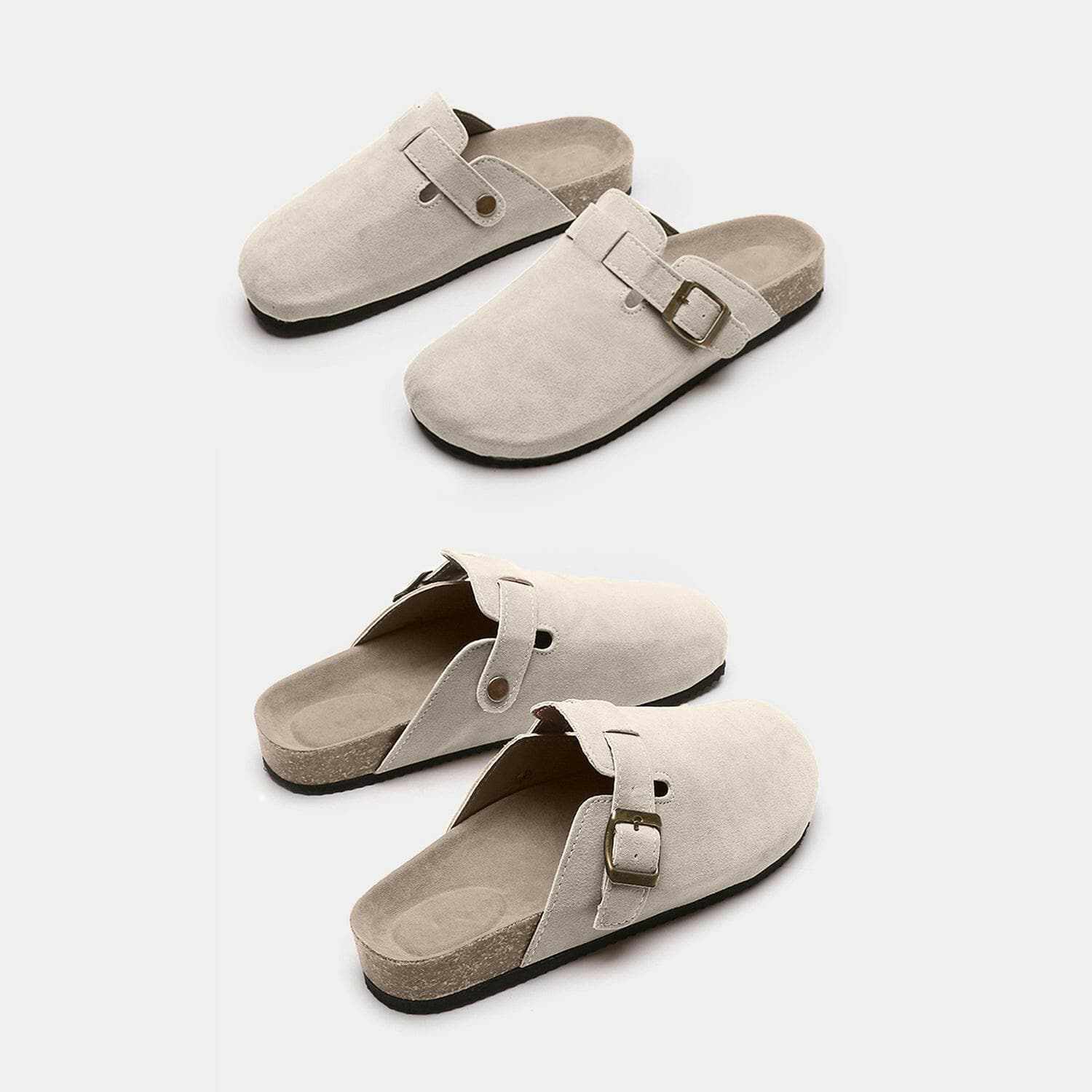 Chic suede closed-toe buckle sandals - Love Salve